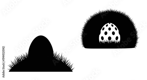 Whimsical depiction of a ladybug emerging from a mushroom-like structure in nature. Vector, illustration