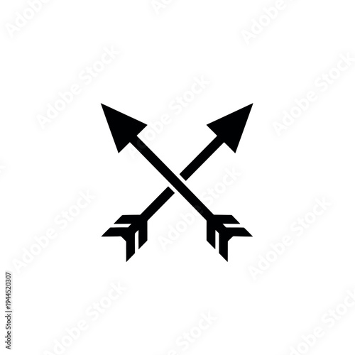 Pair of Crossed Arrows Silhouette Vector Graphic
