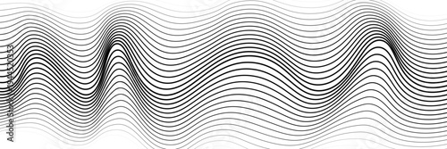 Horizontal line pattern. From thin line to thick. Parallel stripe. Black streak on white background. Straight gradation stripes. Abstract geometric patern.