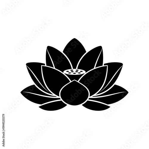 Lotus Flower Silhouette Flat Vector Graphic