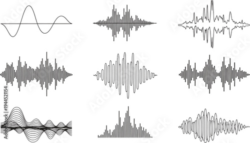 Sound wave patterns and audio signal waveforms