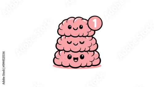 Cute Brain Cartoon Icons Collection