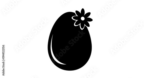 Black eggplant icon vector with flower