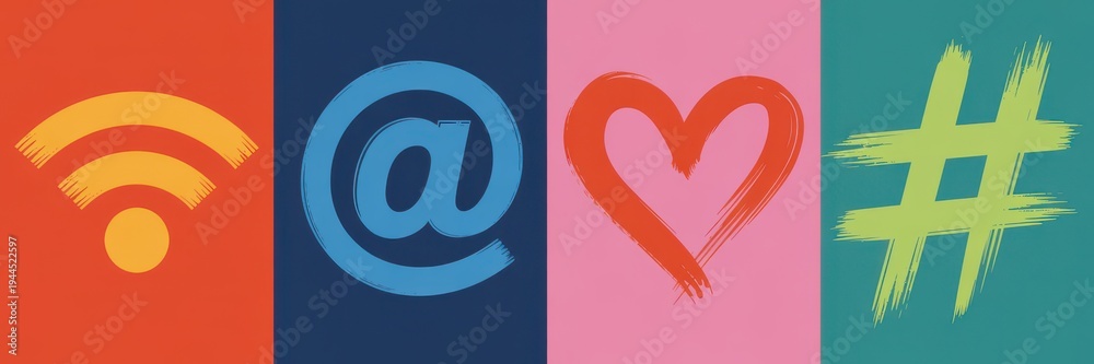 Fototapeta premium Colorful social media icons on colored background