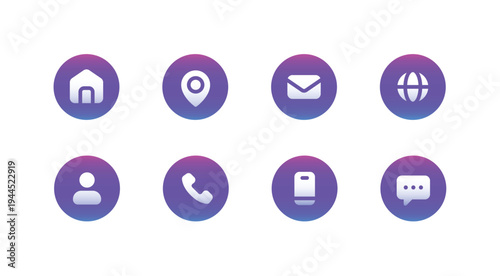 Contact Icons Set: Home, Phone, Mobile, Email, Address, Location, Website, Globe, – Vector Collection. Contact Us Vector icons.
