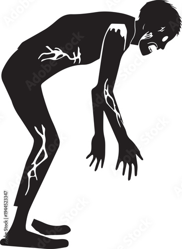 Zombie Walker Silhouette - Hunched Undead Horror Icon