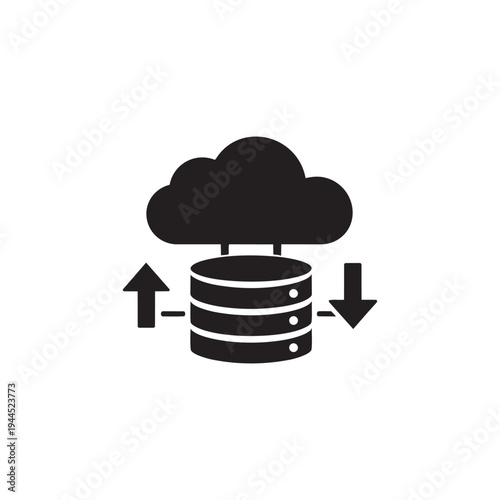 Cloud Database Sync Icon – Data Storage Upload Download Technology Vector