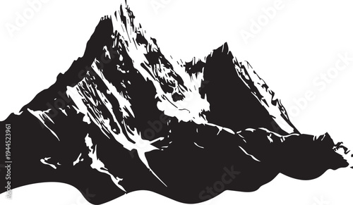 K2 North Face Flat Vector - Savage Pyramid Silhouette (Karakoram, 8,611 m)