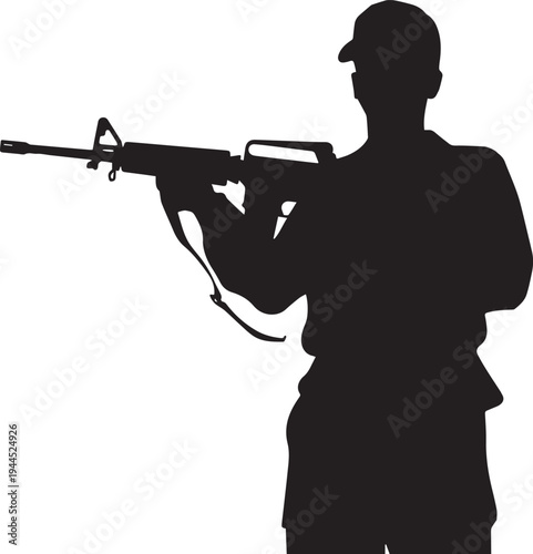 M16 Rifle Side Profile Silhouette - Military Service Icon