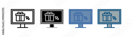 
online logistics icon set multiple style collection with computer and package design