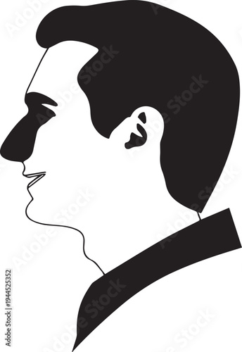 Smiling Man Face Silhouette - Positive Expression Icon