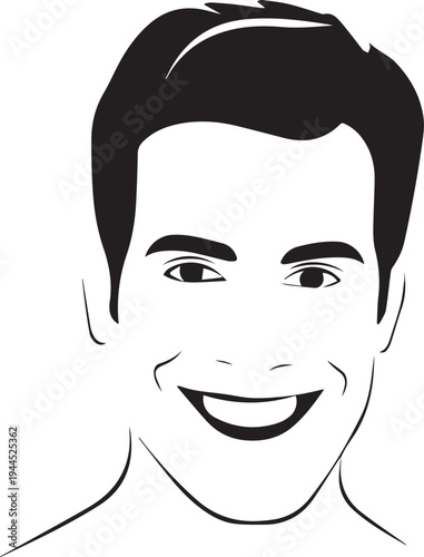 Smiling Man Face Silhouette - Positive Expression Icon