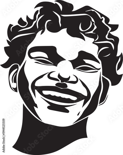 Smiling Man Face Silhouette - Positive Expression Icon