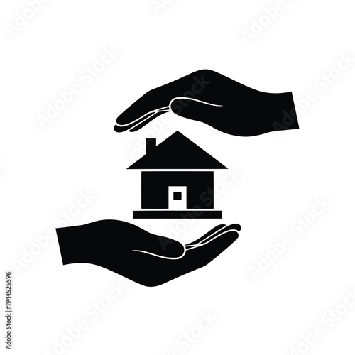 Illustration of hands holding a house in protection vector