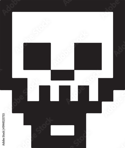 Minecraft Skeleton Mob Head Logo - Pixel Bone Face Emblem