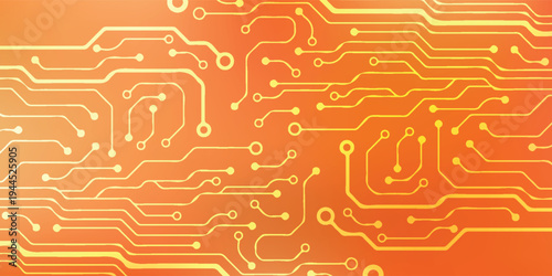 Abstract background with bright orange technology circuit board patterns eps10