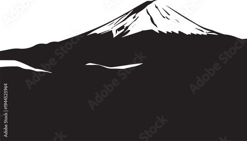 Majestic Mount Fuji Mountain Silhouette With Snow Capped Peak
