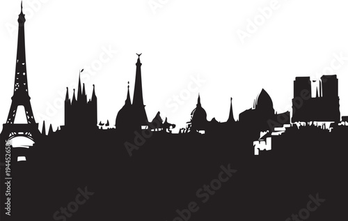 Paris City Silhouette - Seine, Eiffel & Haussmann Rooftops