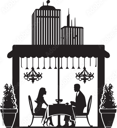 Fine Dining Table Setting Silhouette - Elegant Restaurant Emblem