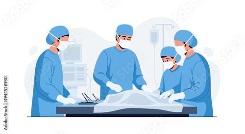 Professional Surgical Team Performing Operation in Modern Operating Room. Healthcare and Medical Procedure Concept.