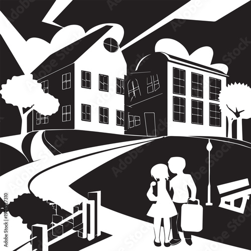 Classic School Building Silhouette - Education & Learning Icon