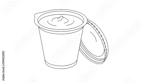 White yogurt in plastic cup flat vector illustration dairy product isolated on white