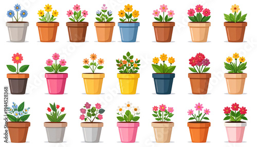 Assorted colorful cupcakes with various toppings and decorations arranged in a grid pattern isolated on transparent background