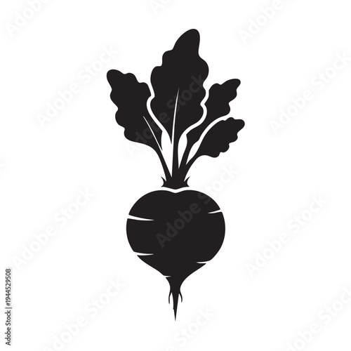 Beetroot silhouette with leaves isolated on white background vector icon of organic garden beet for healthy food design farm fresh root vegetable symbol for agriculture and culinary illustration