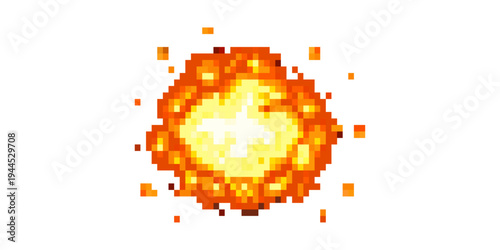 Pixel art fireball explosion blast effect for retro video game