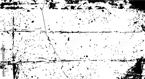 Wall grunge texture with black splatters and scratches on white background featuring distressed, worn, vintage with