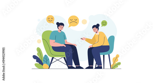 Mental Health Counseling Session: Patient Discussing Emotions with Therapist for Support and Wellbeing