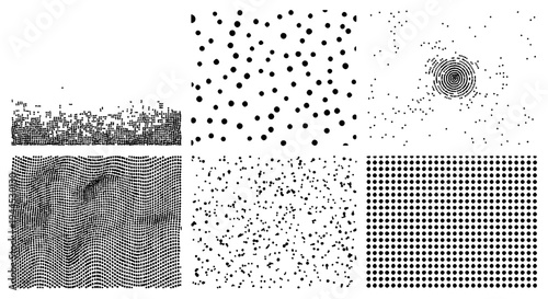 Wallpaper Mural Halftone patterns set with black dots and lines on white background featuring texture, design, graphic with Torontodigital.ca