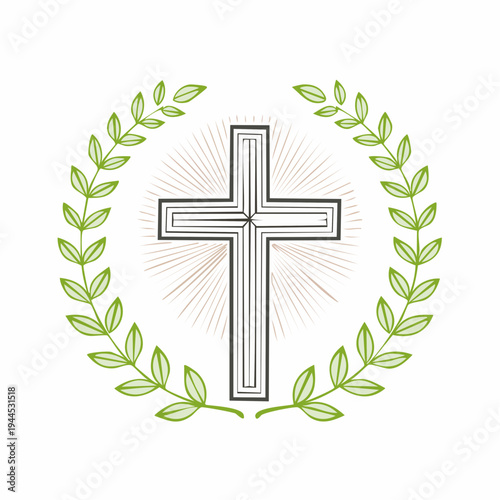 Golden cross religious symbol vector illustration design faith concept