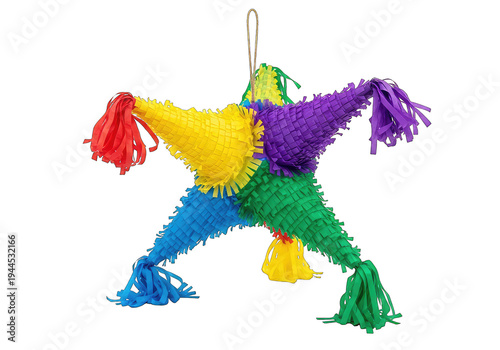 Colorful handmade paper pinata bird in flight celebration party decoration craft
