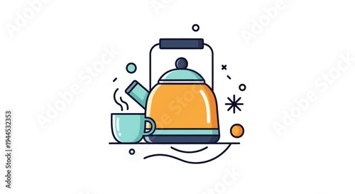 Cartoon kettle and mug illustration