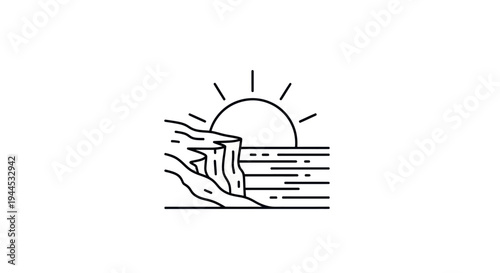 Coastal cliff sunrise illustration