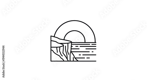 Coastal cliff sunrise illustration
