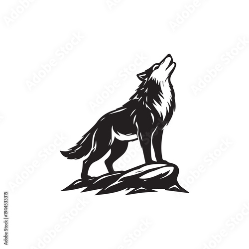 Howling Wolf on Rocky Outcrop - Wild Canine Spirit Animal.