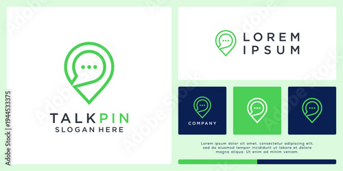 Talk pin logo design with chat bubble