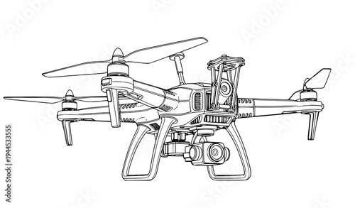 Drone technical blueprint vector illustration