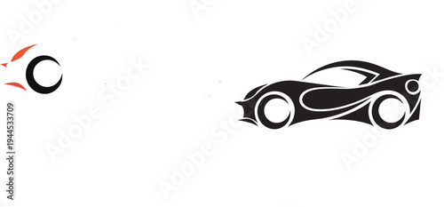 Futuristic Racing Car Silhouette Vector Icon Isolated on White