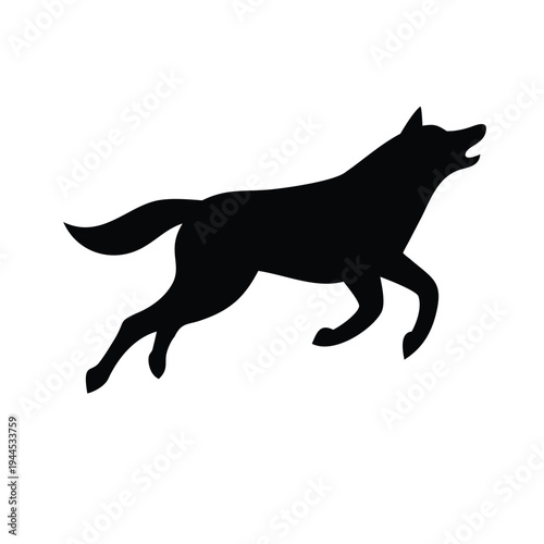 Running Dog Silhouette Vector Icon Isolated on White Background