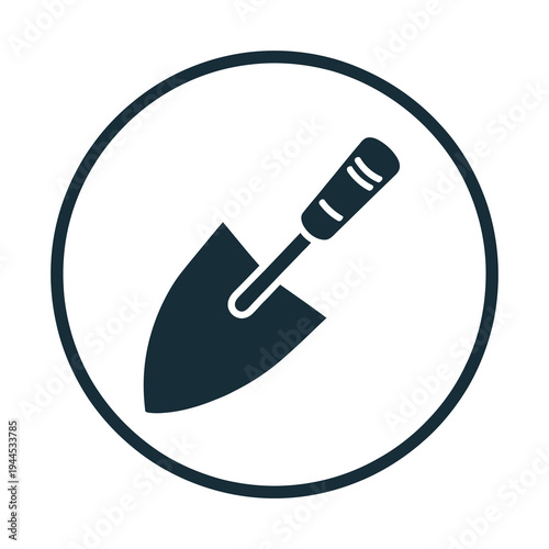 Vector of a trowel tool inside a circular design
