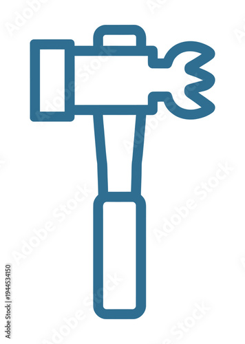 Blue vector of a hammer with a burning flame on the head