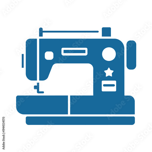 Blue vector of a classic sewing machine used for stitching and crafting