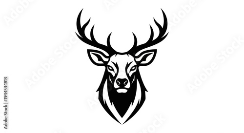Deer head silhouette isolated white background