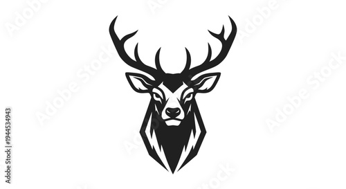 Deer head silhouette on white background