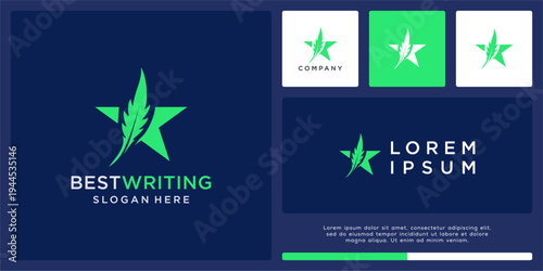 Best writing logo design template with star