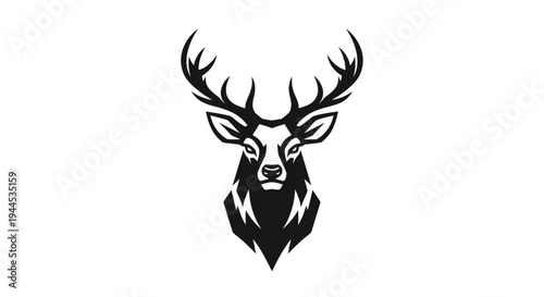 Deer head silhouette on white background
