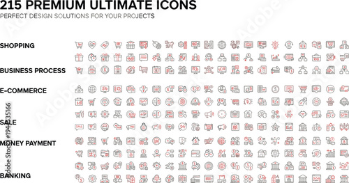 Premium ultimate icons, shopping business symbols, e‑commerce sale graphics, money payment illustration, banking finance design, professional digital resource collection